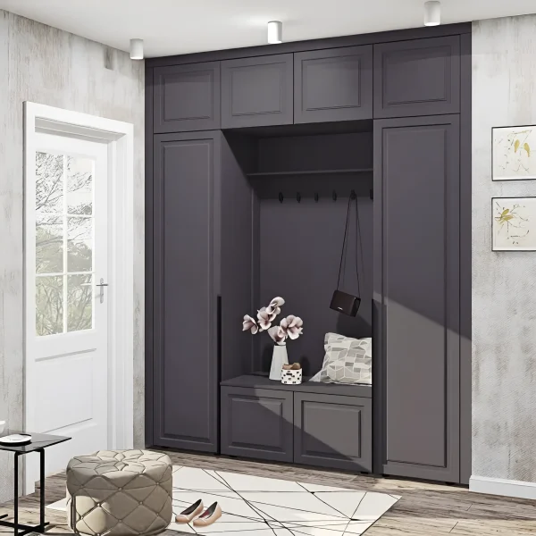 Flex Flurschrank 200 cm MDF Graphit Front Wandfüllend