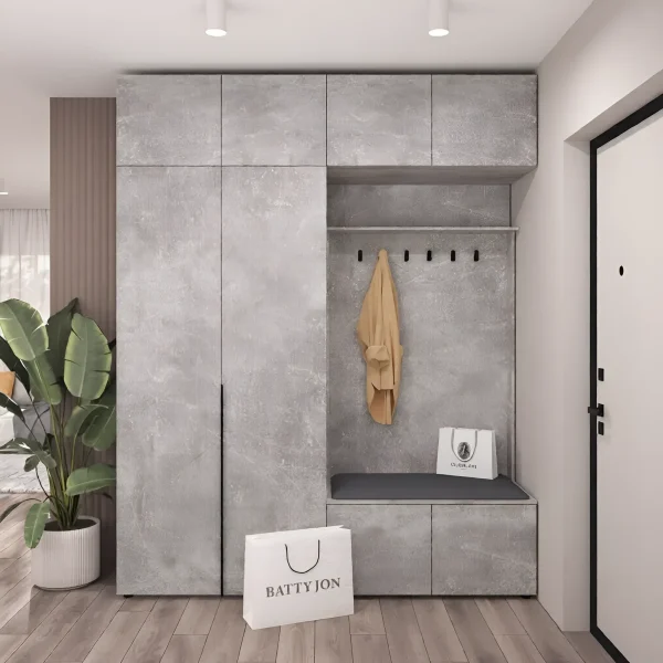 Flex 200 cm Hallway Wardrobe with Concrete Chipboard Fronts