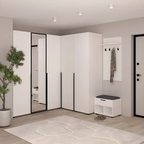 Flex Hallway Wardrobe, Chipboard, White Front with Wardrobe