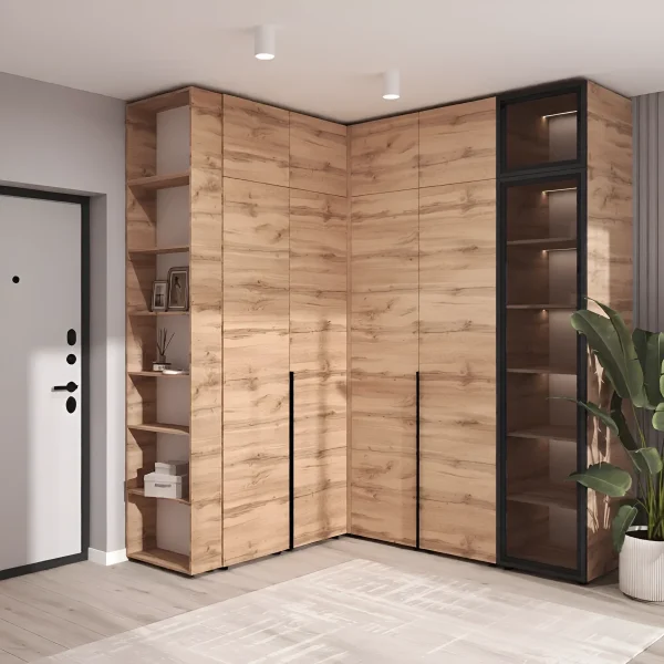 Modern hallway Flex chipboard facade Golden Oak floor-to-ceiling