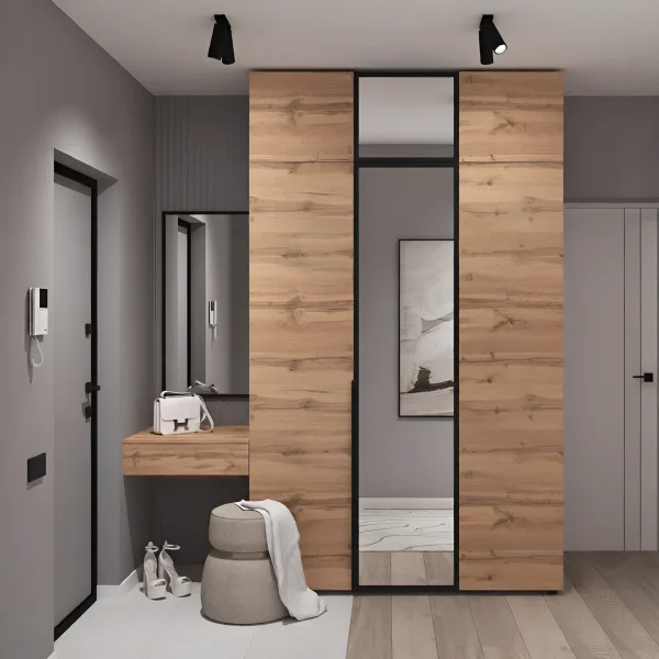 Moderne Flurgarderobe Flex 2,1m Spanplattenfront Goldene Eiche für den Flur