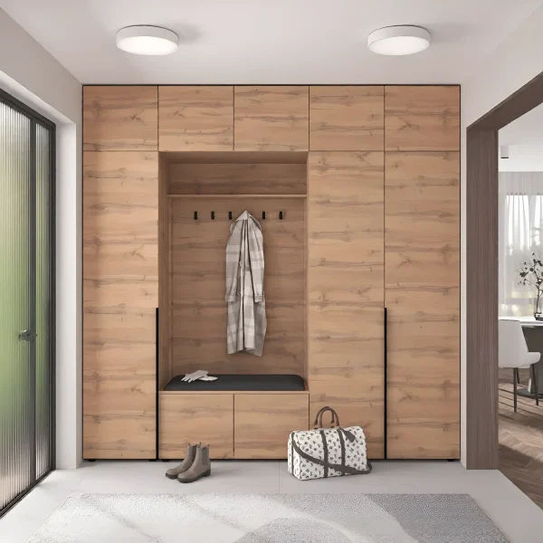 Moderne Diele Flex 2,5 m Spanplattenfront Goldene Eiche wandfüllend