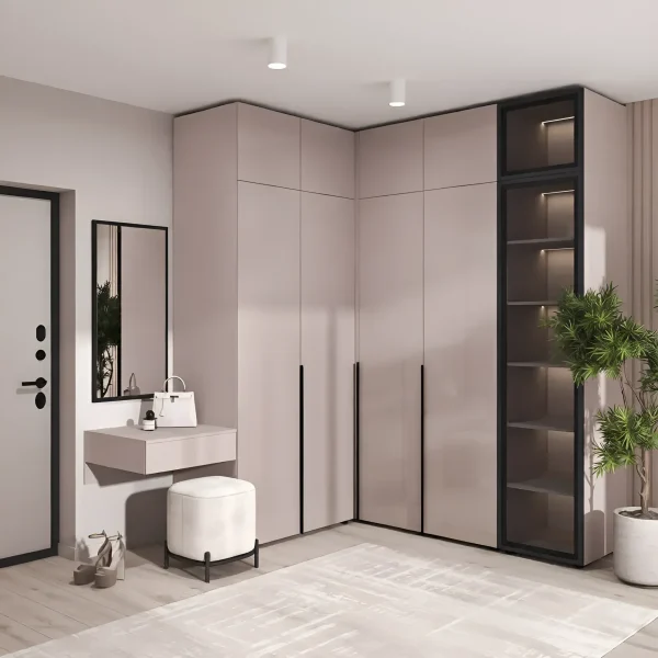 Modern Flex hallway set with Toffee chipboard fronts for the corridor