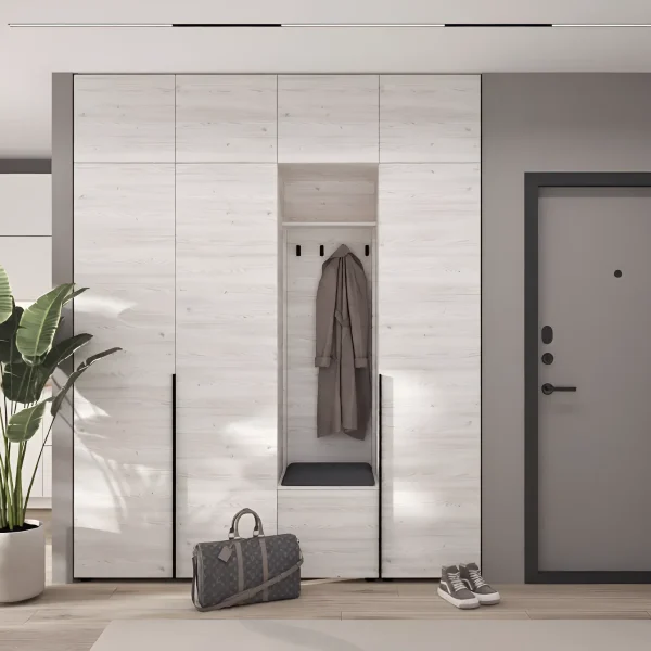 Stilvolle Flurgarderobe Flex 2,0 Meter Spanplatte Fassade Gebleichte Eiche mit Schrank